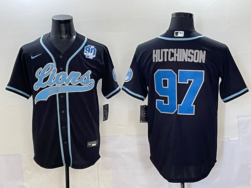 Men 2025 Detroit Lions #97 Hutchinson Black joint name 2025 Nike Limited NFL Jersey style 002